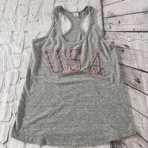 HOMAGE USA Tank Top American Patriotic Cotton Blend Size S Unisex Gray